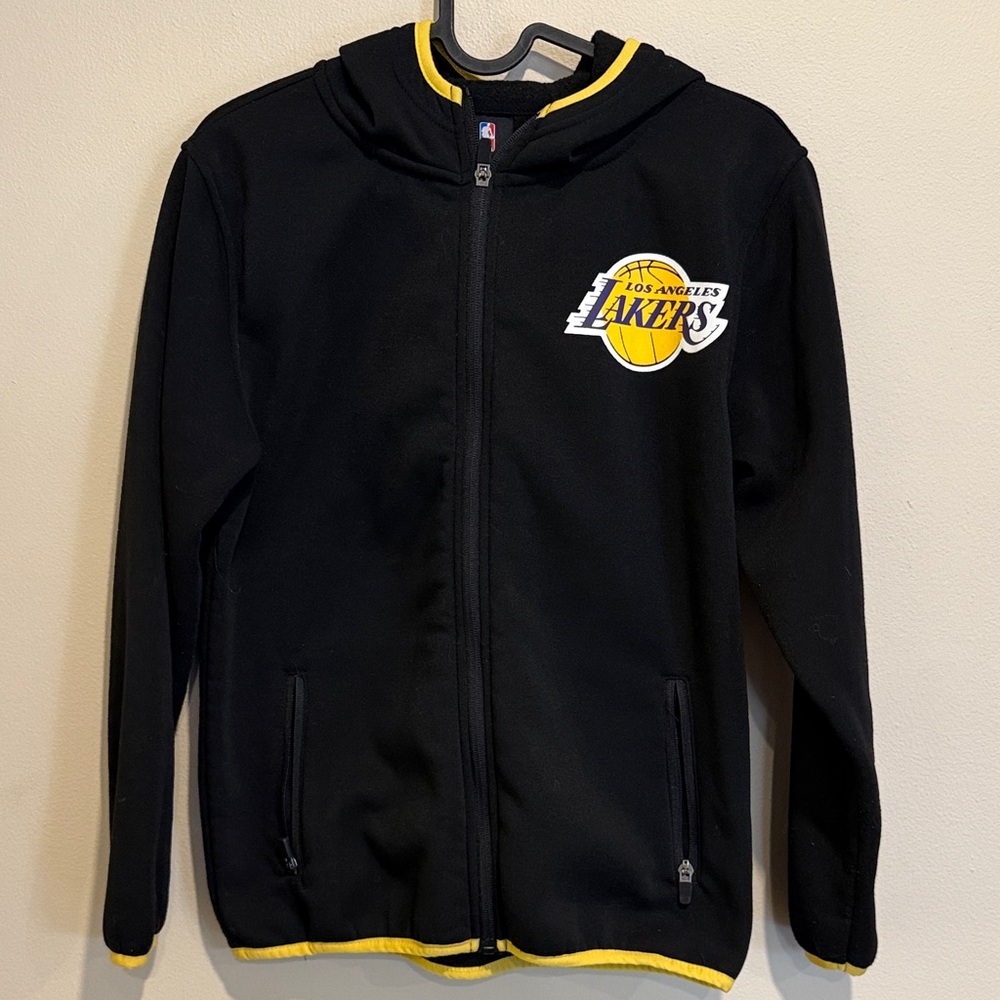 NBA Los Angeles Lakers Black and Yellow Zip-Up Hoodie Basketball Athletic Sport